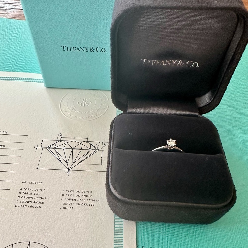 NEW Tiffany&Co. Sz 6 Platinum VS1 Round Brilliant Diamond Ring w/Paperwork - Picture 3 of 13